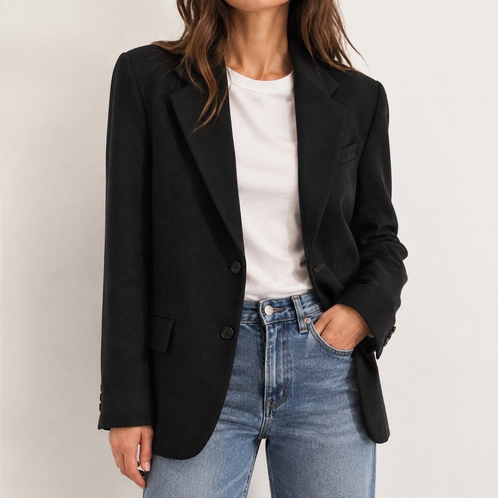 VTG 100% Cashmere 90s Black Menswear Blazer Made in USA M-L Quinn Fit